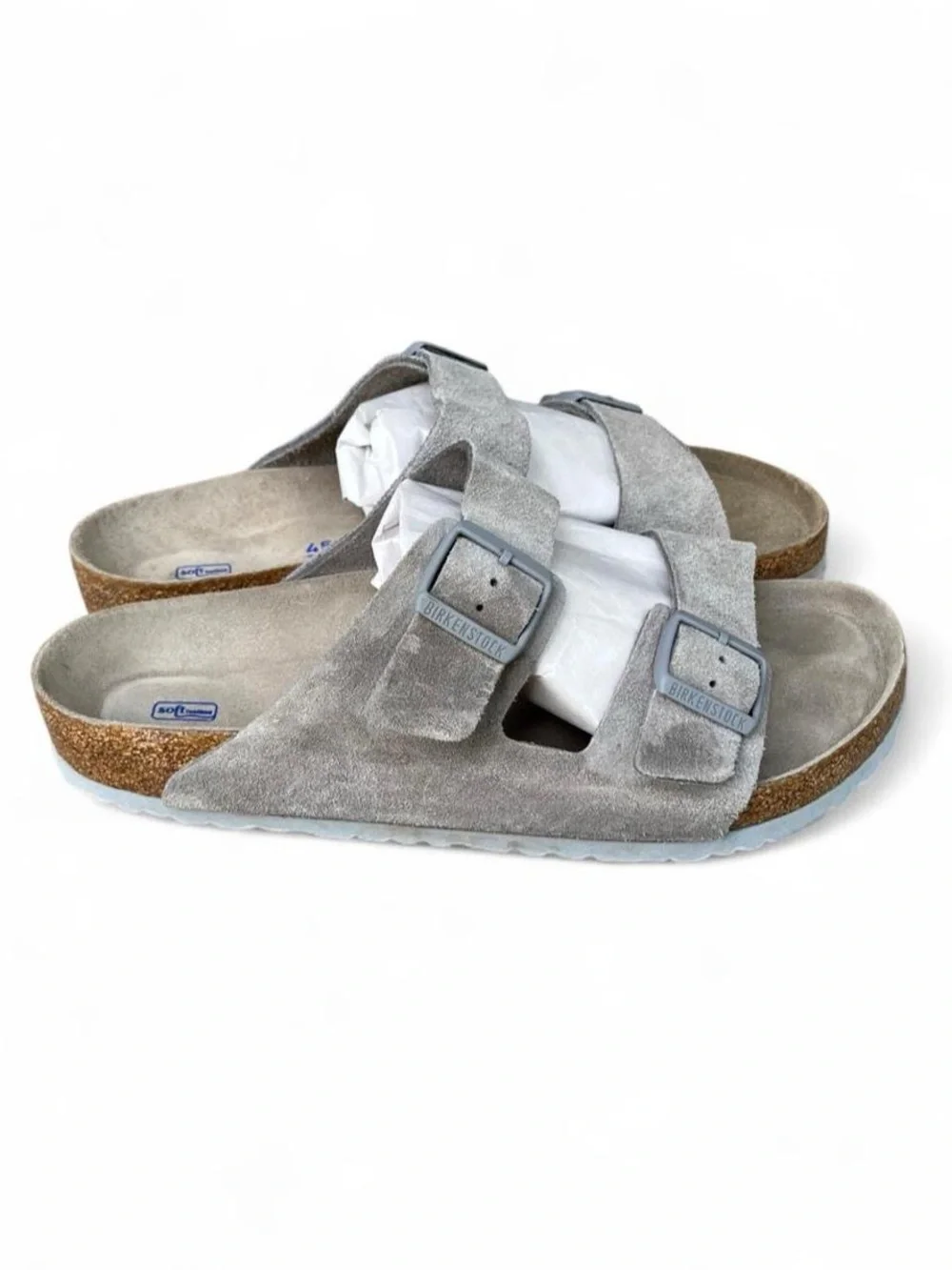 Birkenstock Arizona Soft Footbed Gray Suede Sandals EU 45 US Men's 12